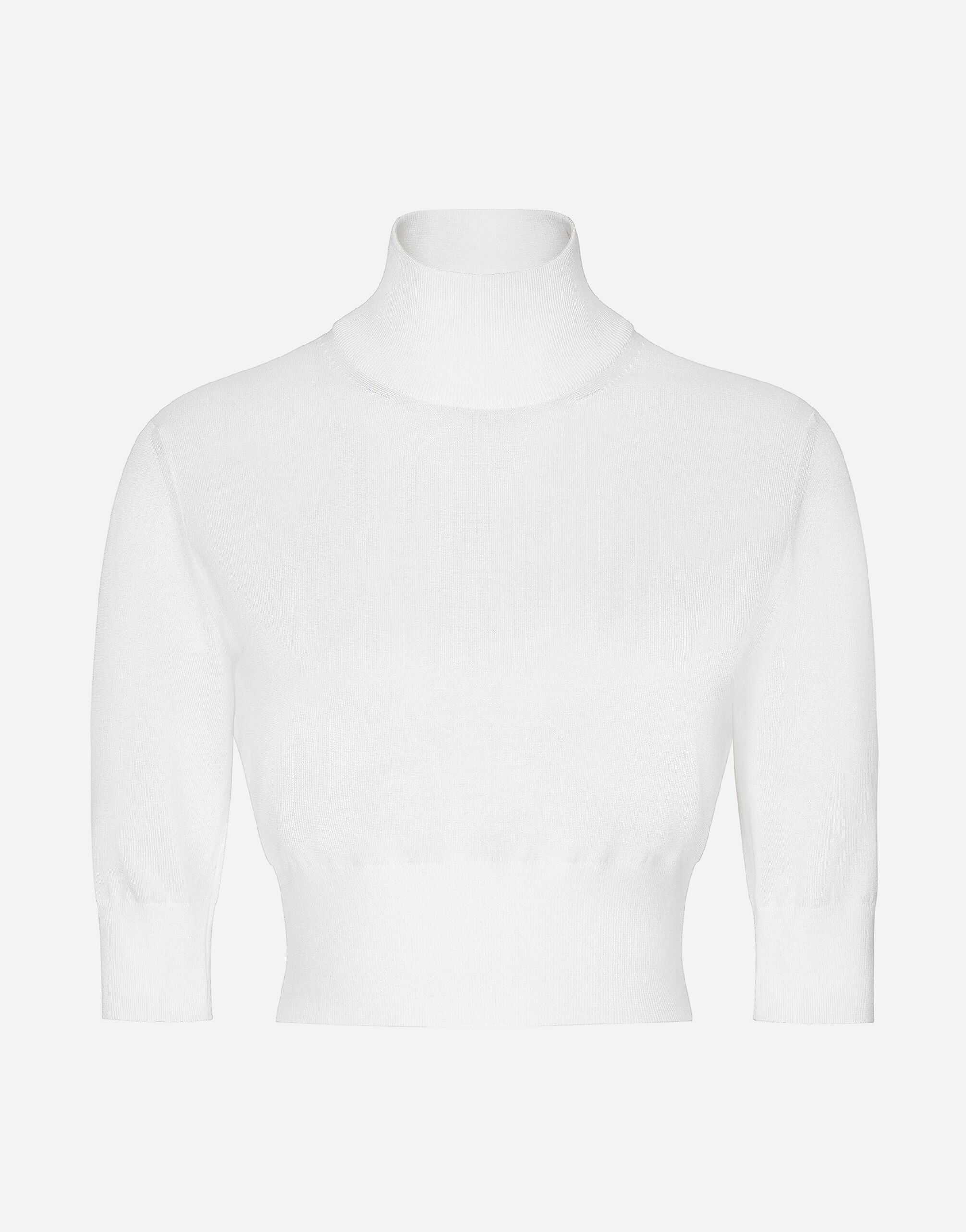 Dolce & Gabbana Cotton and silk cropped sweater White F0E1XTFJTBV