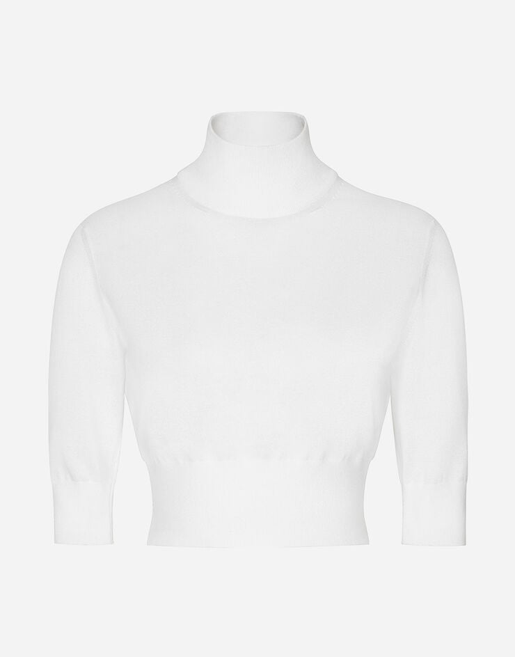 Dolce & Gabbana Cotton and silk cropped sweater White FXW12TJFMEB