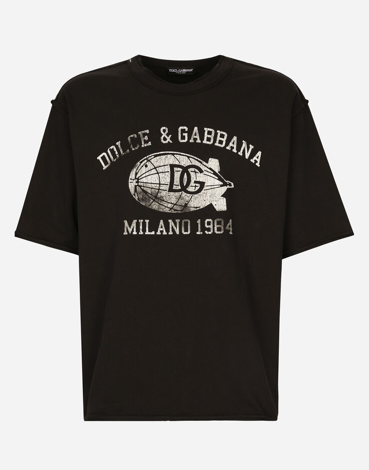 Dolce & Gabbana Cotton T-shirt with logo print Black G8RF4TG7NSX