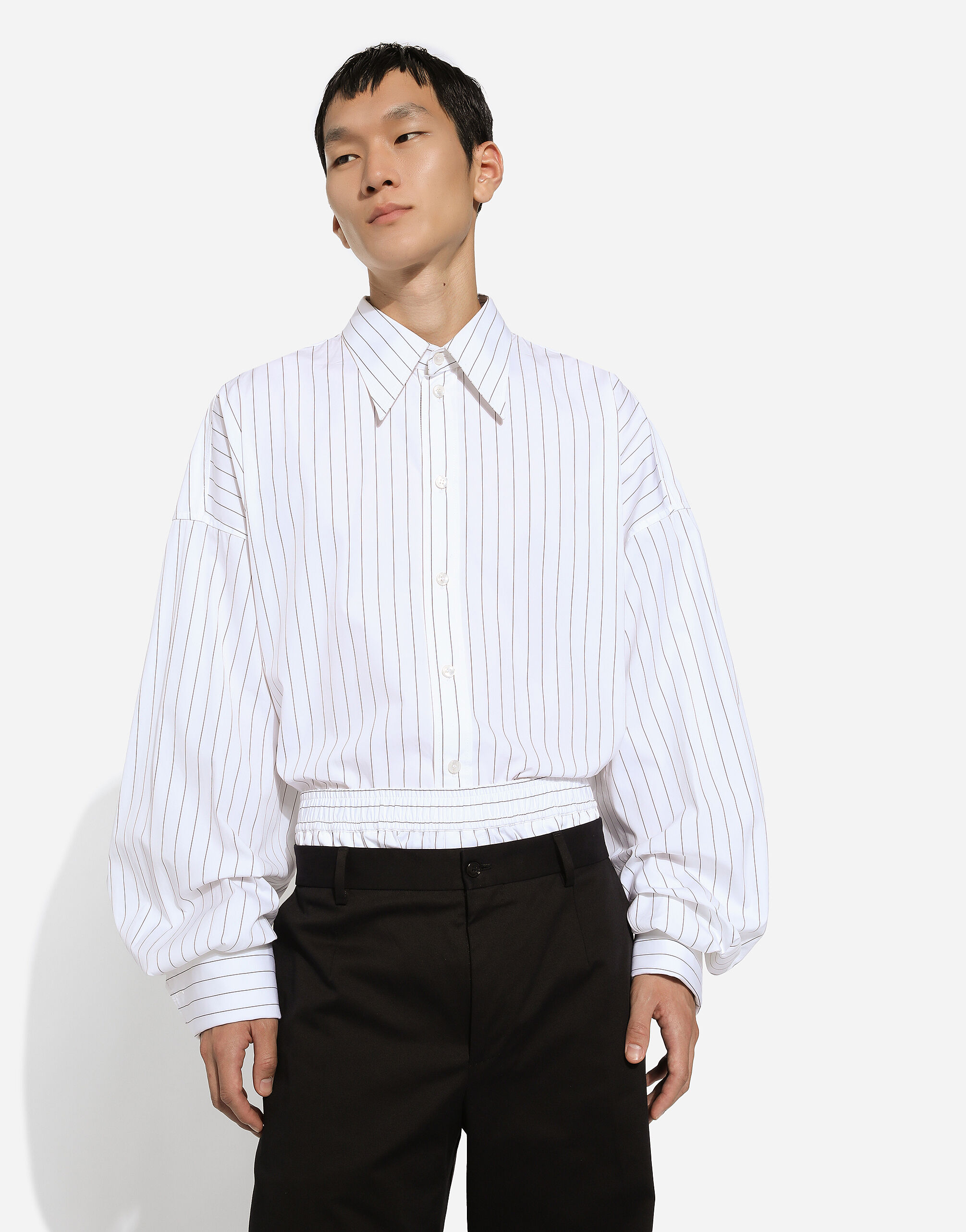 Dolce & Gabbana Super-oversize striped poplin shirt male Multicolor