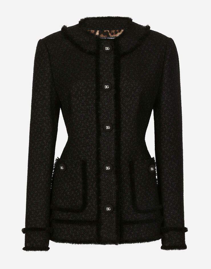 Dolce & Gabbana Chaqueta de botonadura sencilla de tweed raschel Negro F2940TGDCLW