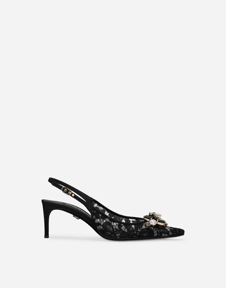Dolce&Gabbana Rainbow lace slingbacks in lurex lace Black CG0711AQ074