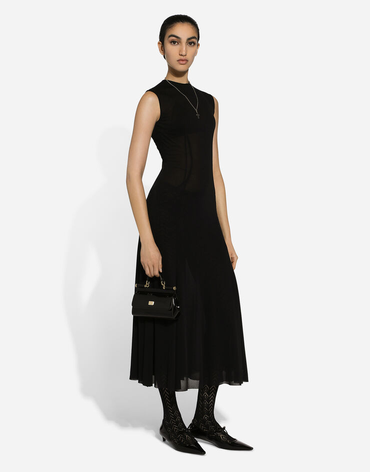 Dolce & Gabbana Vestido longuette en punto de viscosa ligero Negro F6DCFTHU7JI