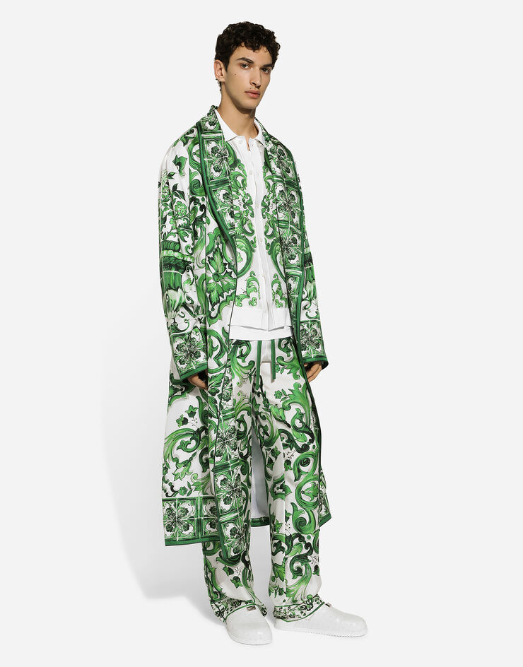 Dolce & Gabbana Oversize silk and yarn shirt with majolica print Print GXV29TJBSJL