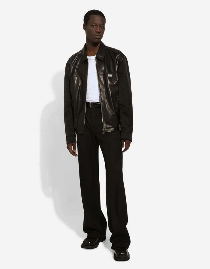 Fabric and leather jacket in Black for Men | Dolce&Gabbana®