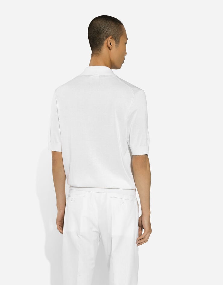 Dolce & Gabbana Silk polo-shirt with signature White GXZ09ZJBSJS