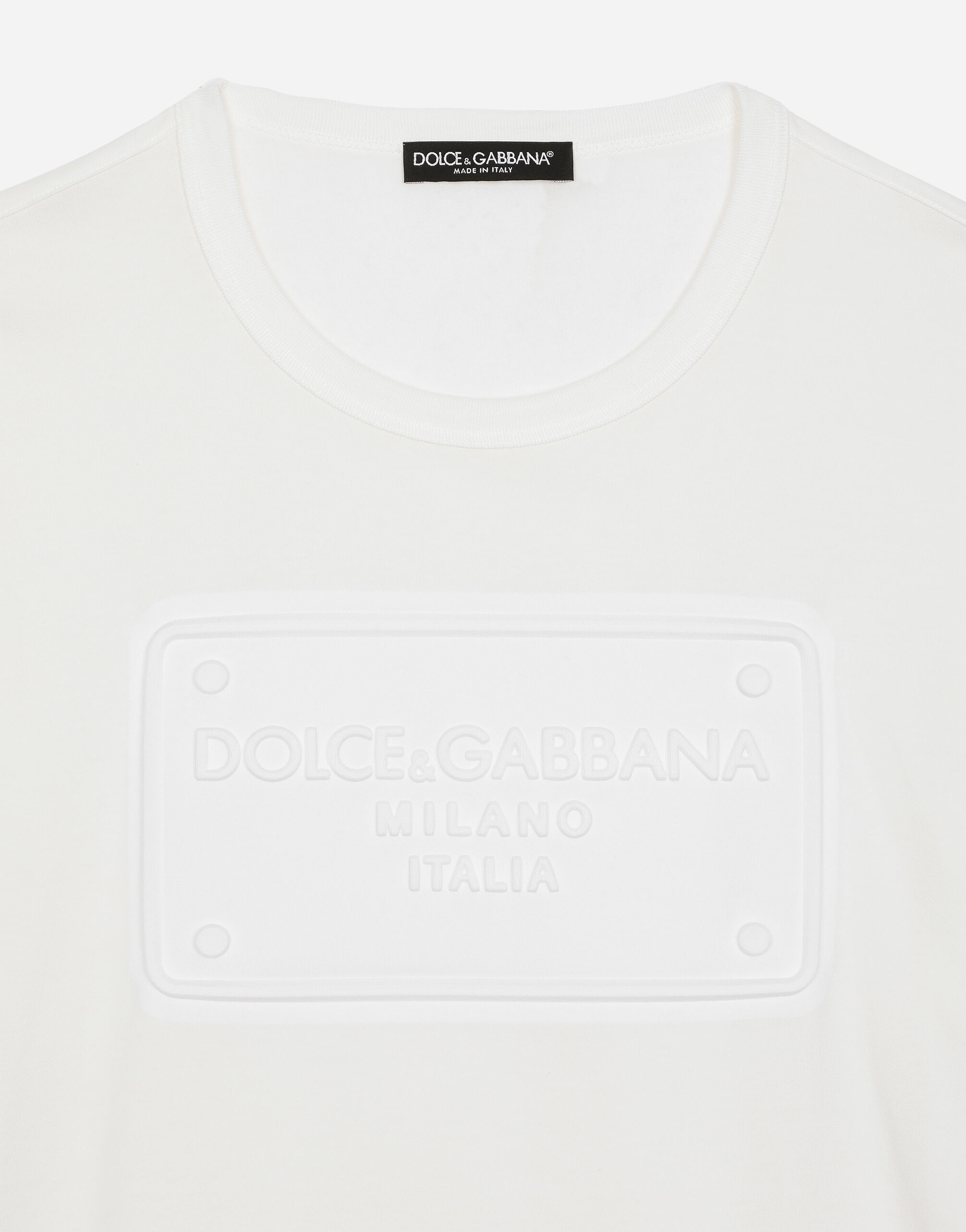 ホワイトのメンズ Cotton T-shirt with embossed logo | Dolce&Gabbana®
