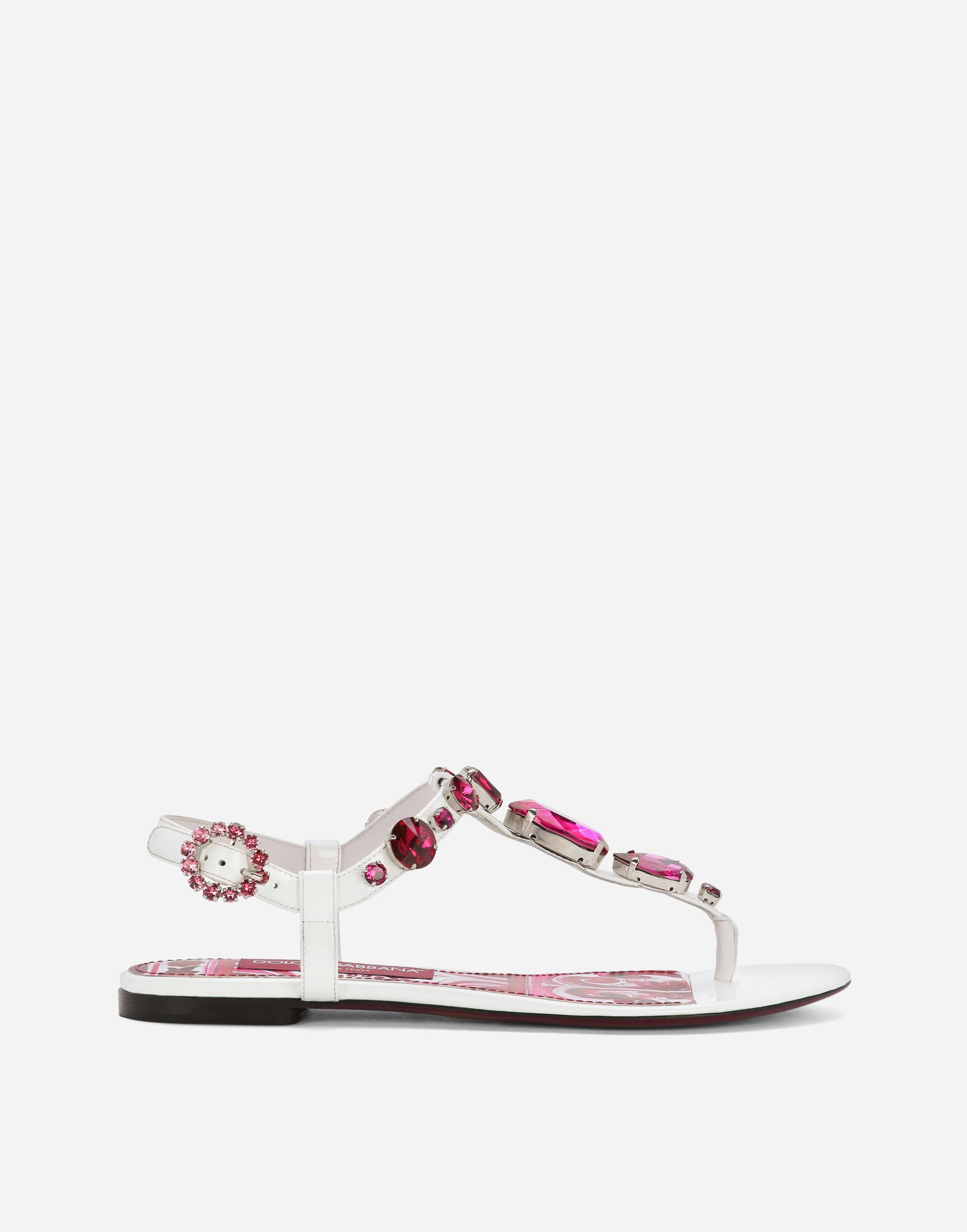 Dolce & Gabbana Patent leather thong sandals White CB0216AW576