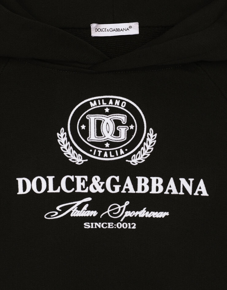 Dolce & Gabbana Jersey hoodie with Dolce&Gabbana logo Black L4JWKZG7N4O