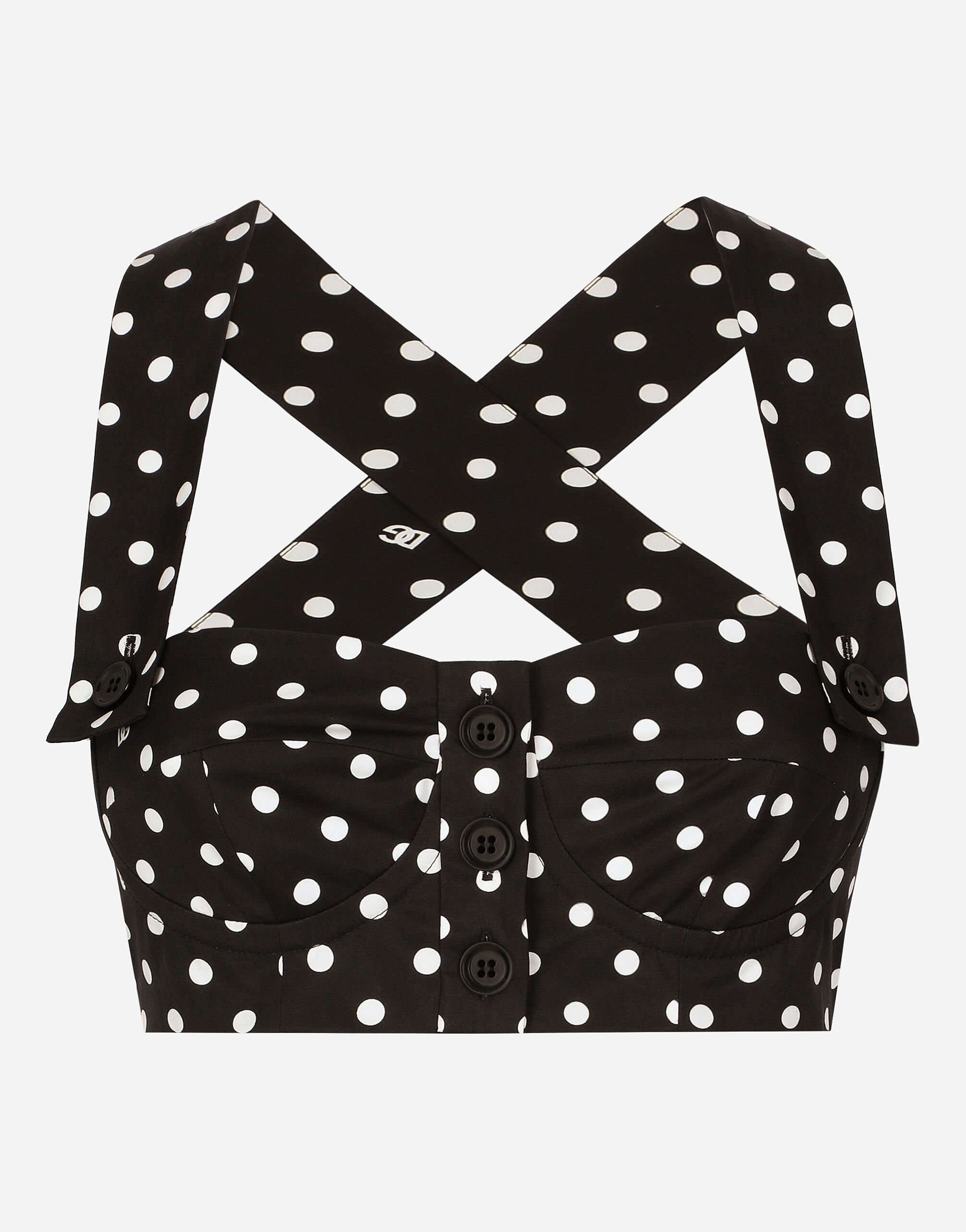 Dolce & Gabbana Cotton corset top with polka-dot print Print F755PTHH5EA