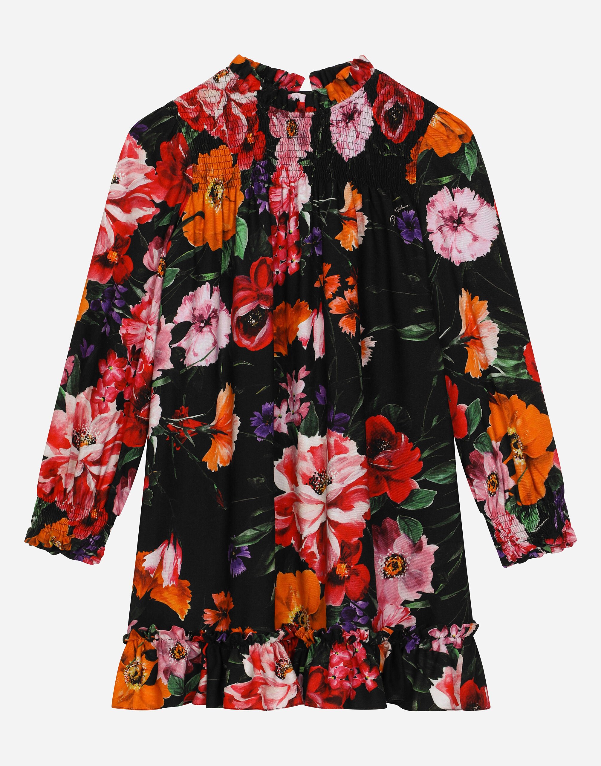 ${brand} Robe en viyella avec un imprimé fleurs sur une base noire ${colorDescription} ${masterID}