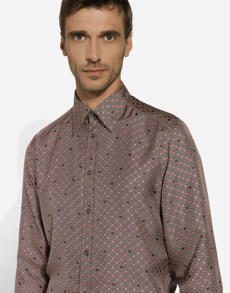 Dolce & Gabbana Camicia martini in seta stampa cravatteria Multicolore G5LB0TIS1V9