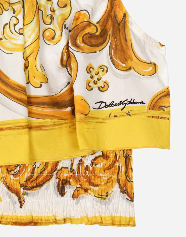 Dolce & Gabbana Top de popelina con estampado Maiolica amarillo Imprima L51N67FI5JU
