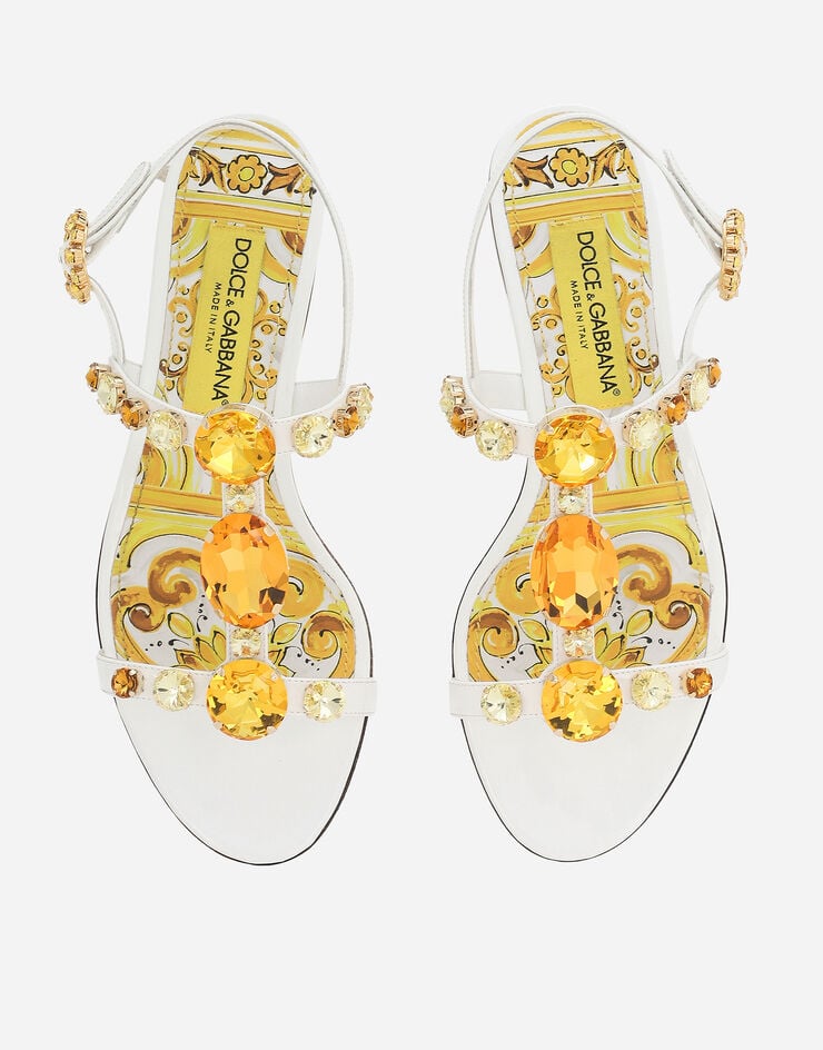 Dolce & Gabbana Patent leather sandals with stone embellishment White CQ0601AT848