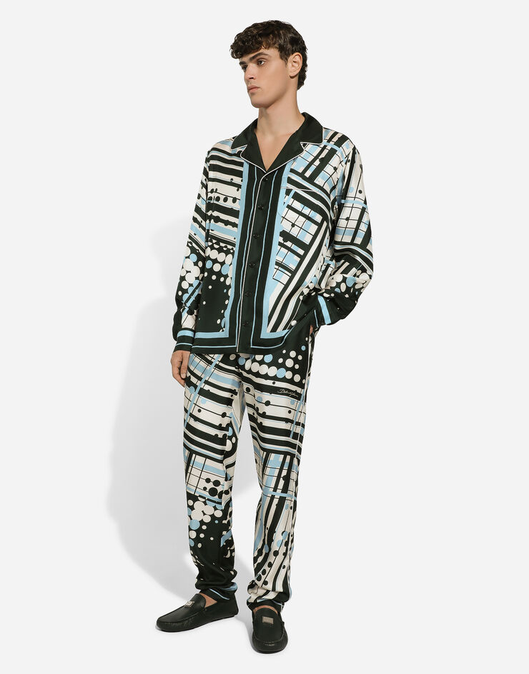 Pantalón tipo pijama de seda estampada en Imprima de Hombre