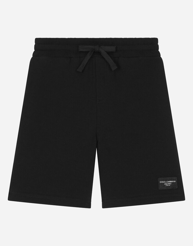 Dolce & Gabbana Jersey shorts with logo tag Black L4JQR1G7M4R