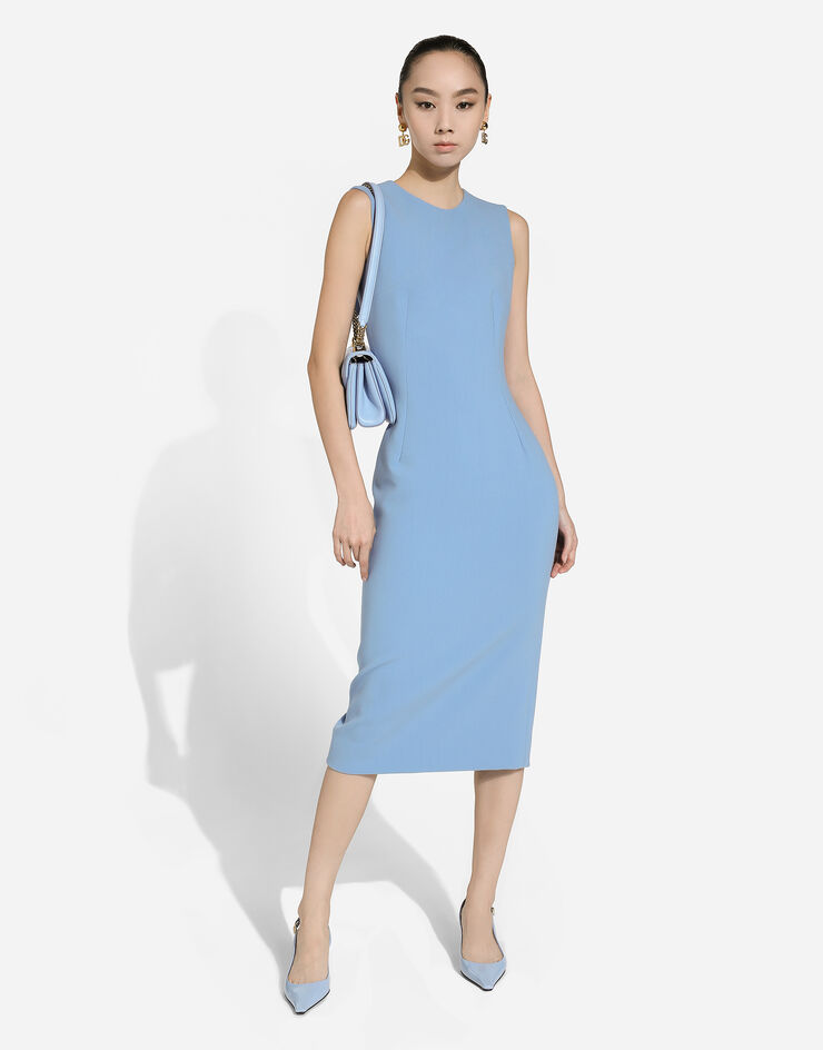 Dolce & Gabbana Wool crêpe calf-length sheath dress Azure F6GASTFU2L8