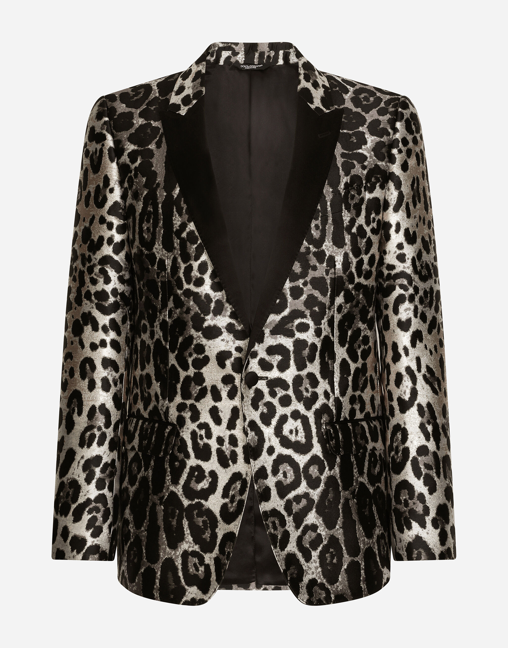 Leopard-print jacquard Martini-fit tuxedo jacket in Multicolor for