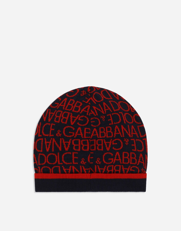 Dolce & Gabbana Jacquard knit hat with Dolce&Gabbana logo Multicolor LBKHA7JCVW1