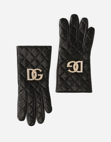 Dolce & Gabbana Gants en cuir nappa matelassé à logo DG Imprimé FH646AFPFSH
