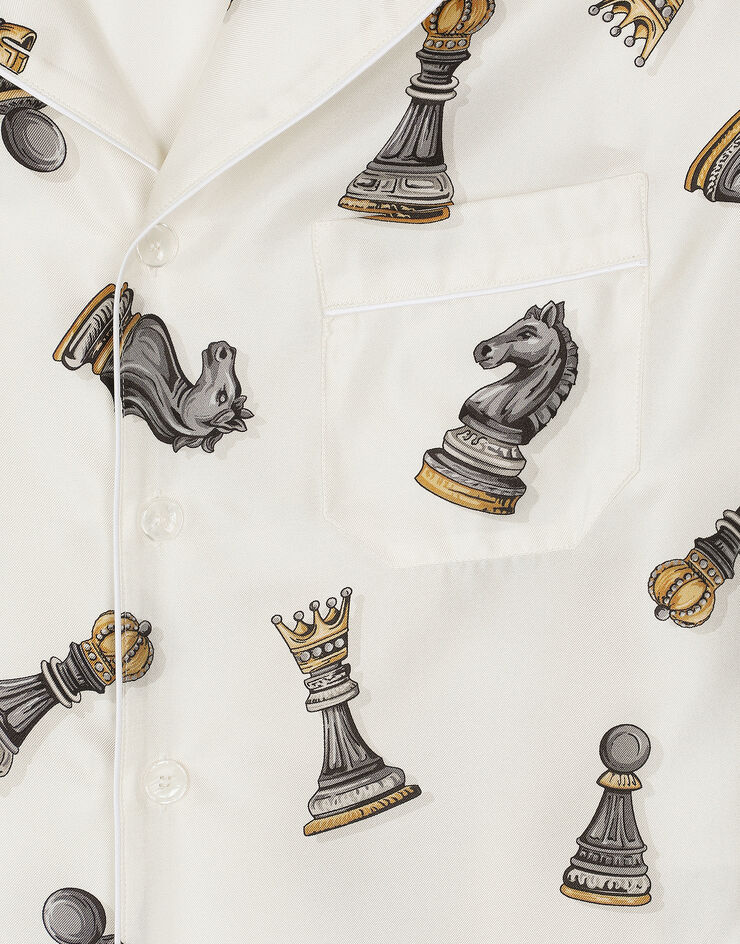 Dolce & Gabbana Silk twill shirt with chess-piece print Print G5IF1TIS1VA