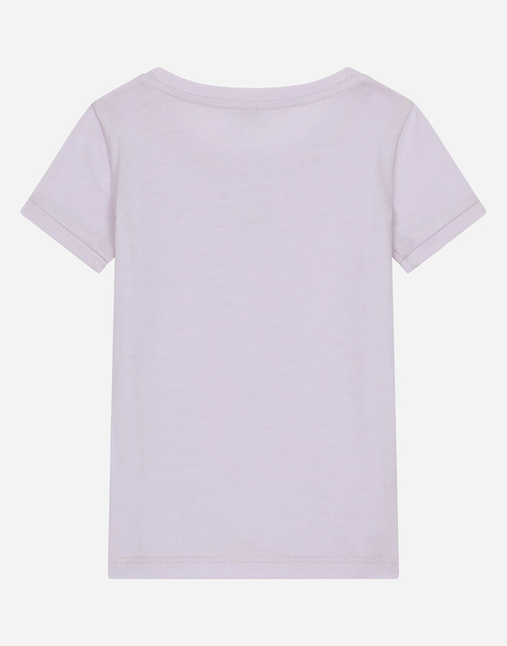 Dolce & Gabbana Jersey T-shirt with logo tag Lilac L5JTMOG7NYU