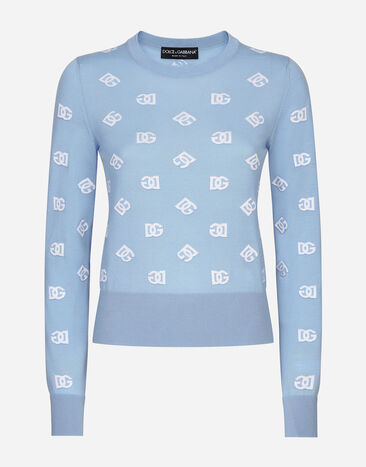 ${brand} Wool and silk jacquard sweater with tonal DG logo ${colorDescription} ${masterID}