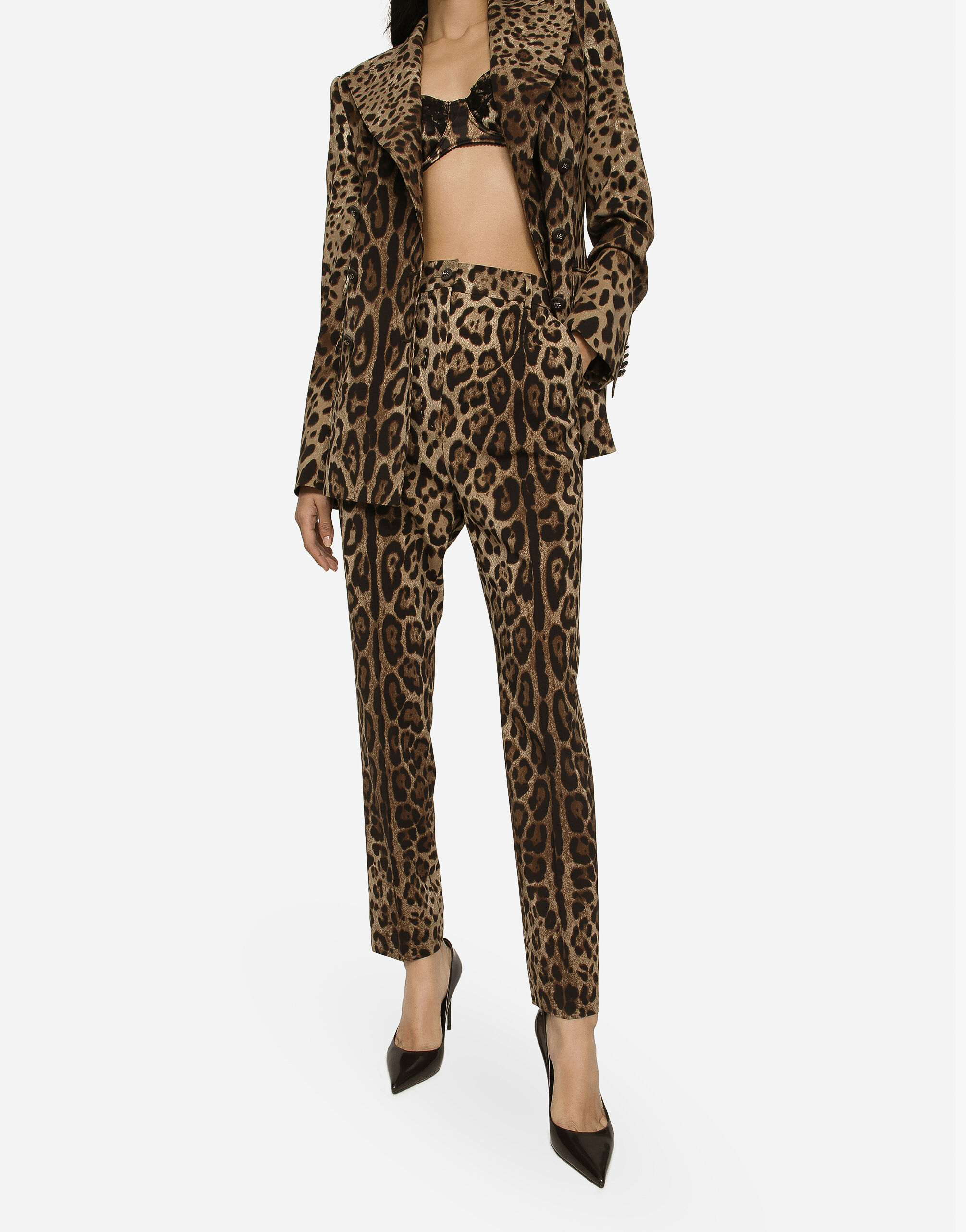ASOS DESIGN pull on trouser with contrast panel in leopard | ASOS