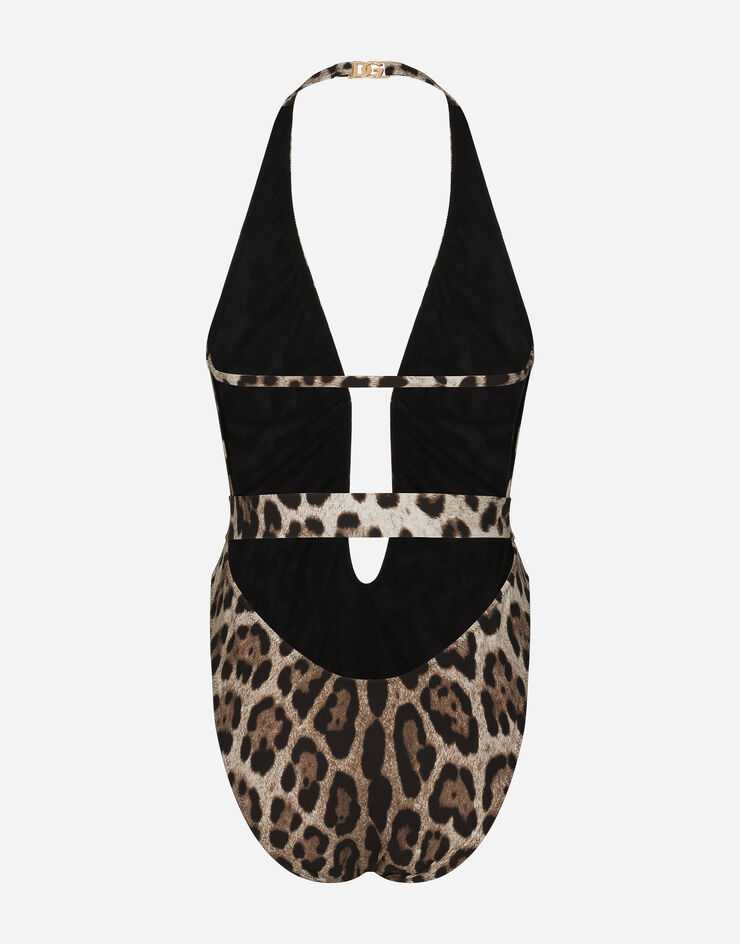 Dolce & Gabbana Leopard-print one-piece swimsuit with belt Imprimé Animalier O9B74JONO11