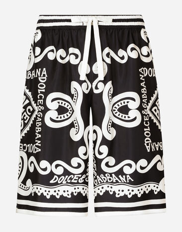 Dolce & Gabbana Marina-print silk twill shorts White G5IF1THI1QC