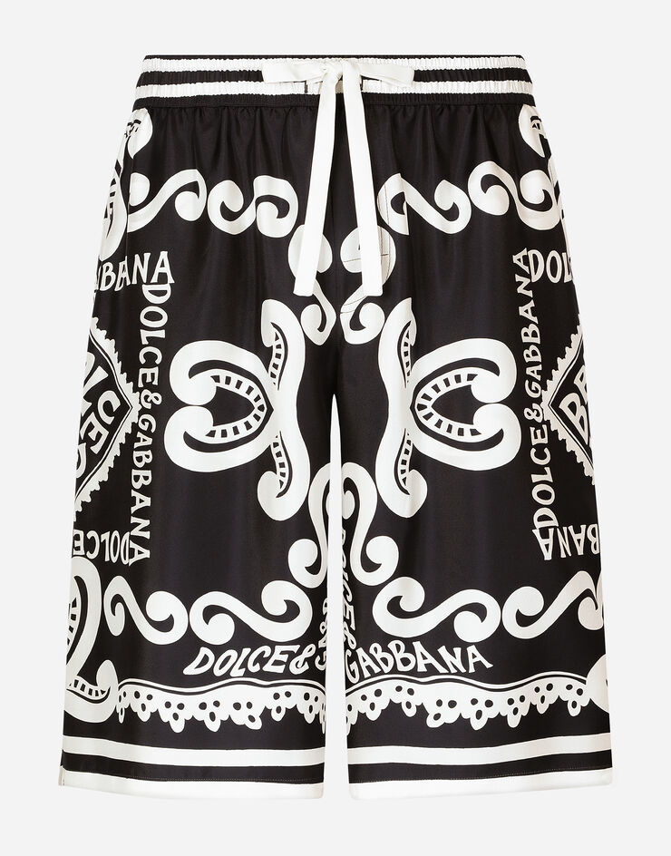 Dolce & Gabbana Marina-print silk twill shorts синий GV37ATHI1QD