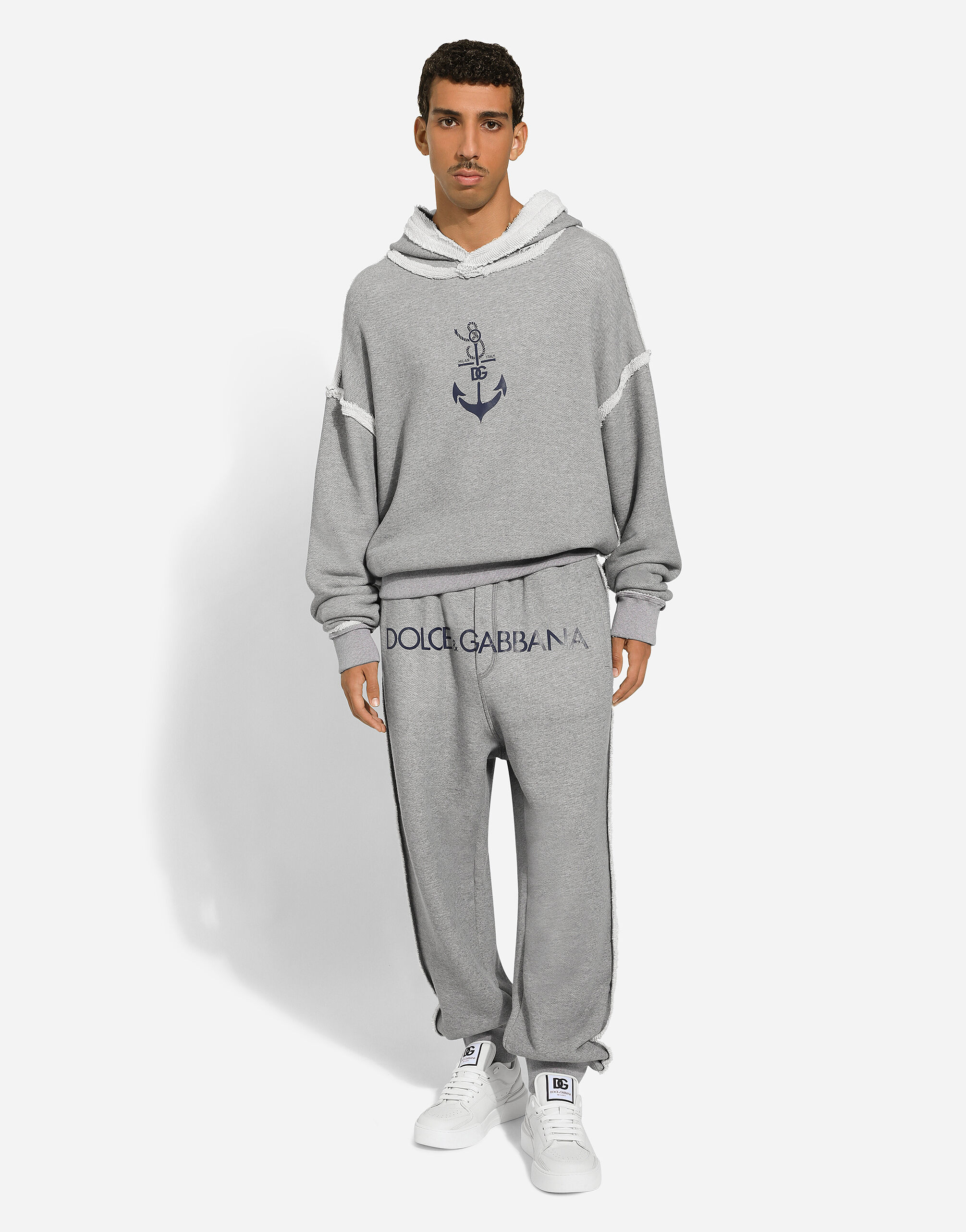 Jogging pants with Dolce&Gabbana logo in Grey for Men | Dolce&Gabbana®