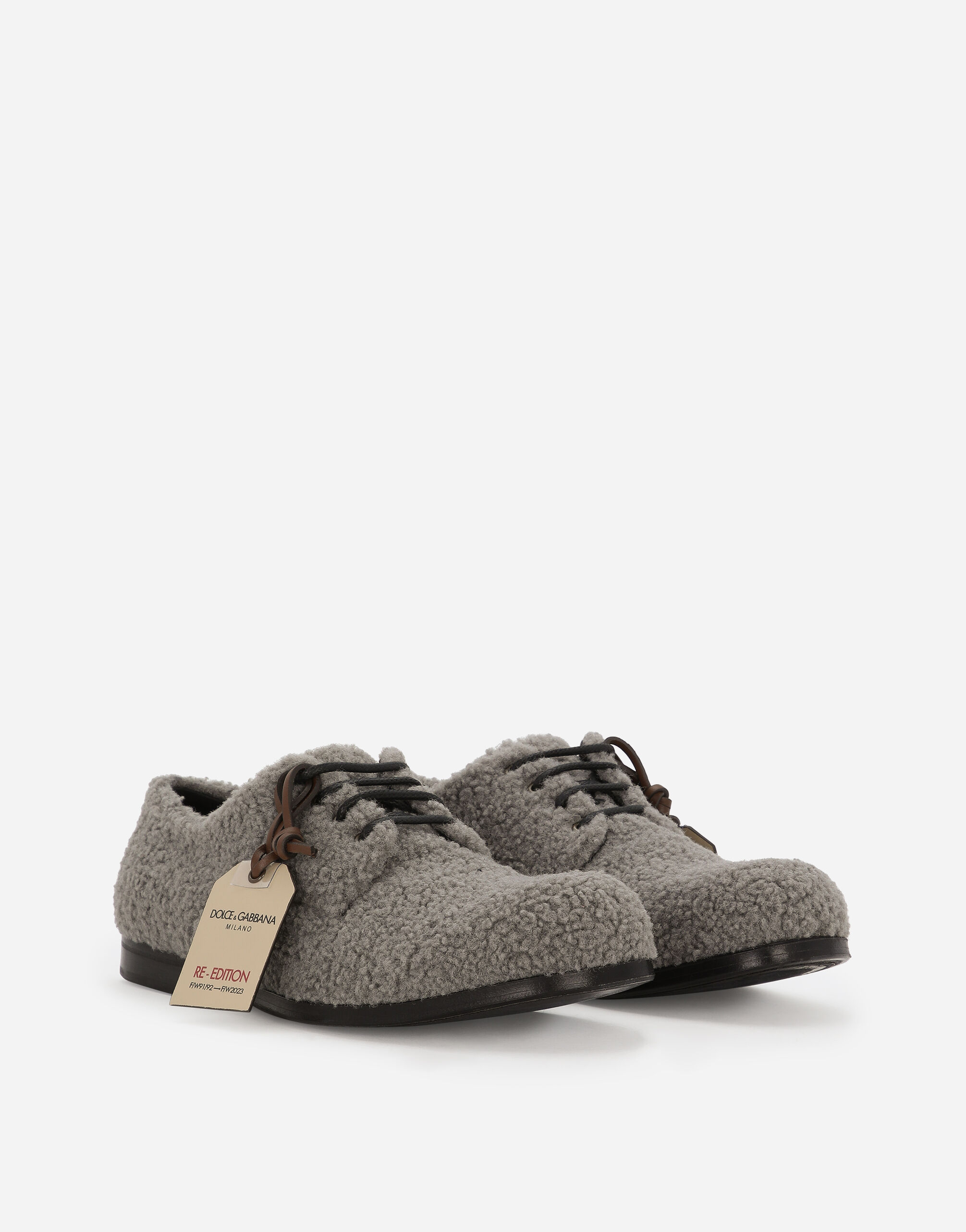 Faux fur Derby shoes in Grey for | Dolce&Gabbana® US