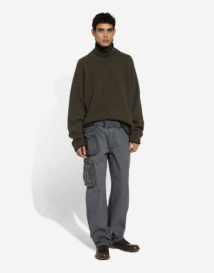 Dolce & Gabbana Wool fisherman’s rib-knit sweater with double turtle-neck Green GXW24TJCVW7