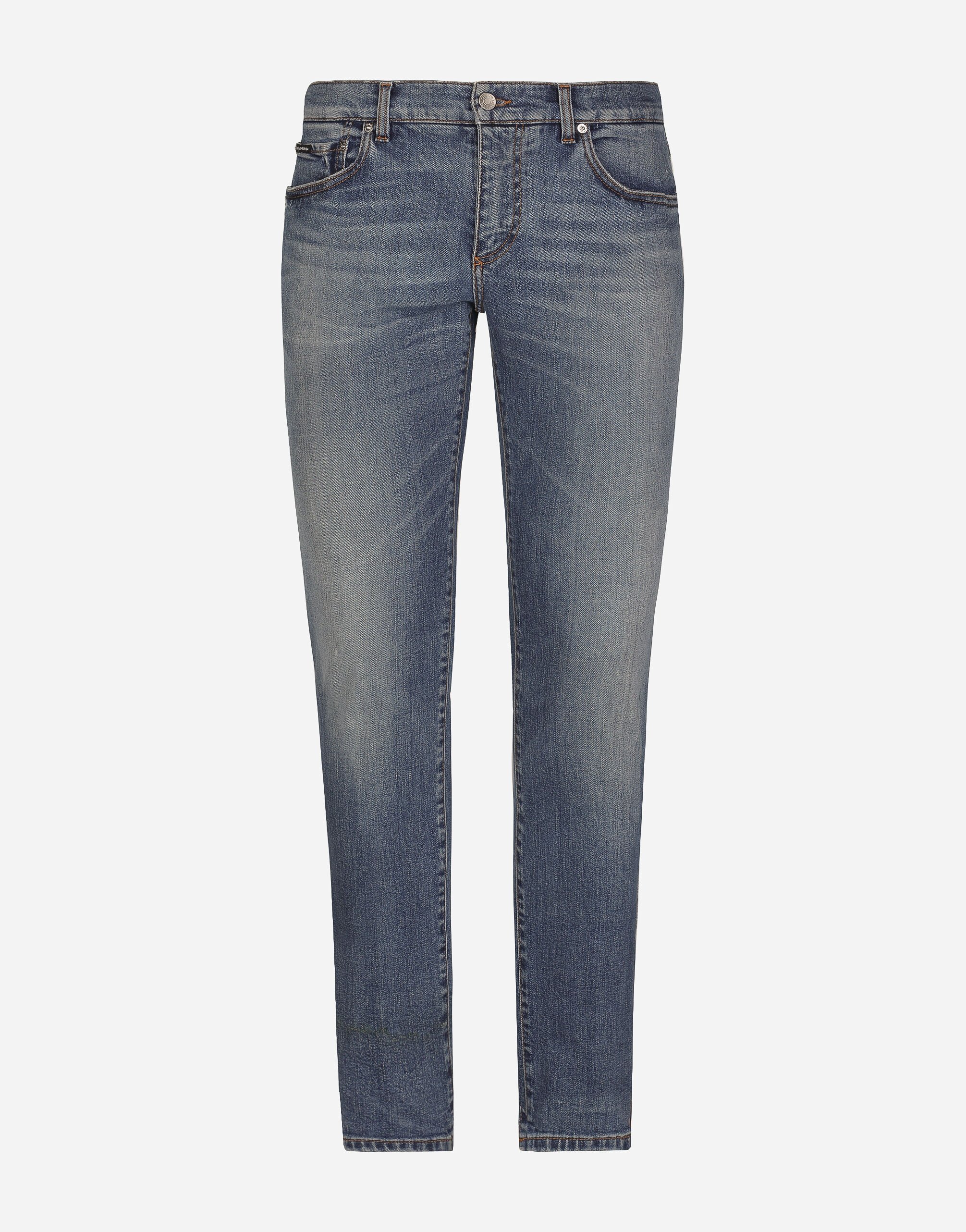 ${brand} Washed skinny stretch jeans with whiskering ${colorDescription} ${masterID}