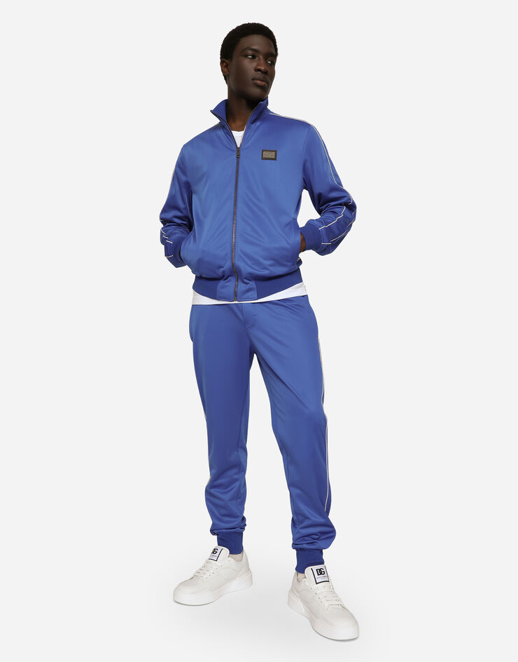 Dolce & Gabbana Pantalon de jogging en triacétate à bandes Bleu GZ45ATHU7B0