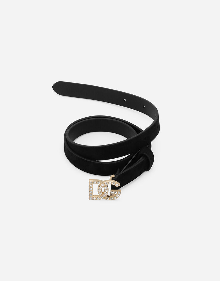 Dolce & Gabbana Calfskin suede belt Black EE0069A1093