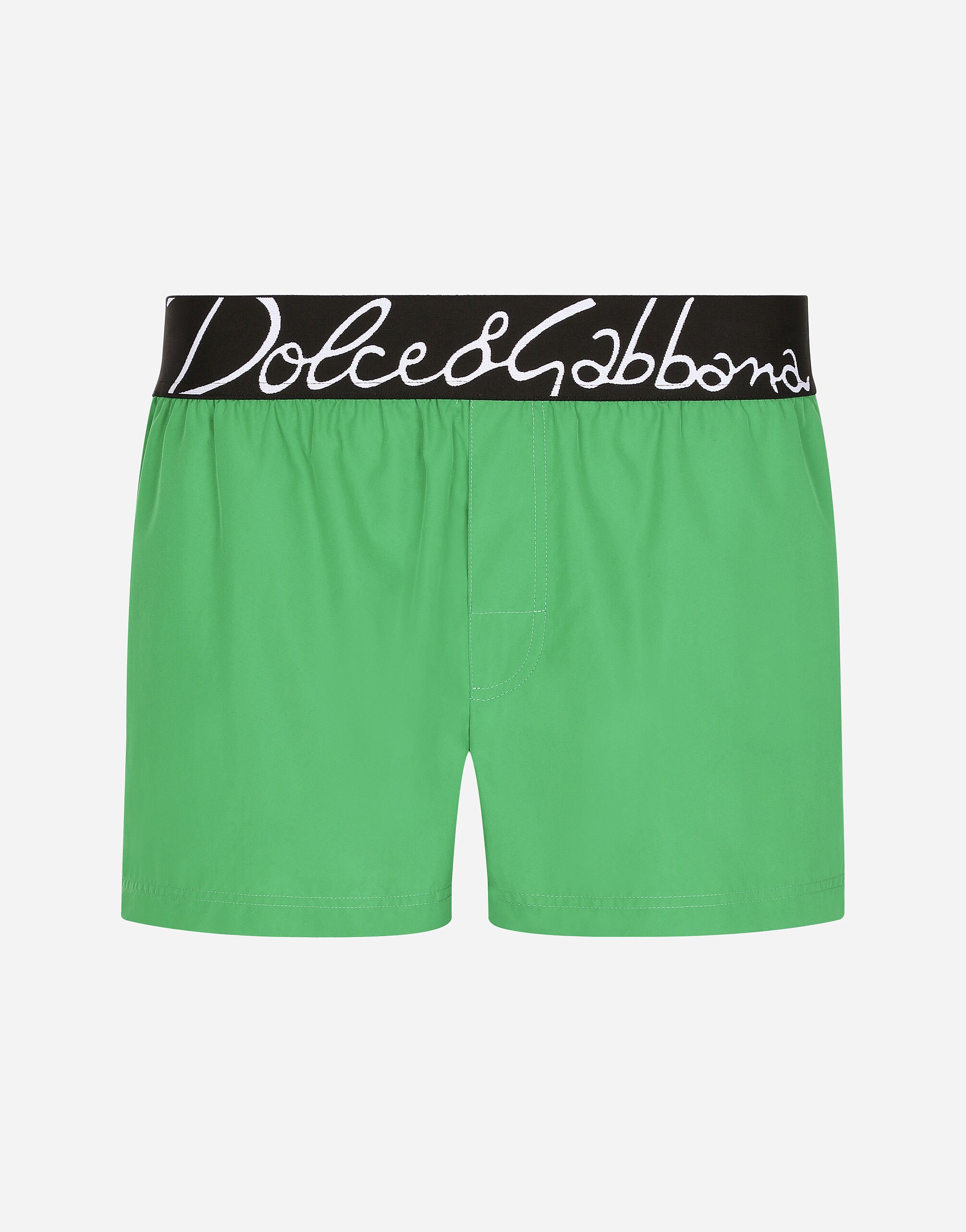 Dolce & Gabbana Short swim trunks with Dolce&Gabbana logo Green havana VG442AVP58E