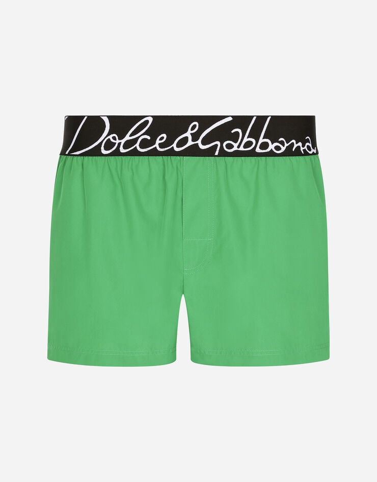 Dolce & Gabbana Short swim trunks with Dolce&Gabbana logo Green M4F27TFUSFW