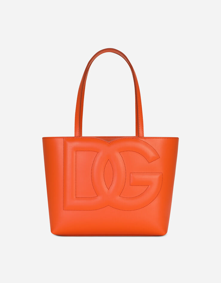 Dolce & Gabbana Cabas logo DG petit format en cuir de veau Orange BB7337AW576