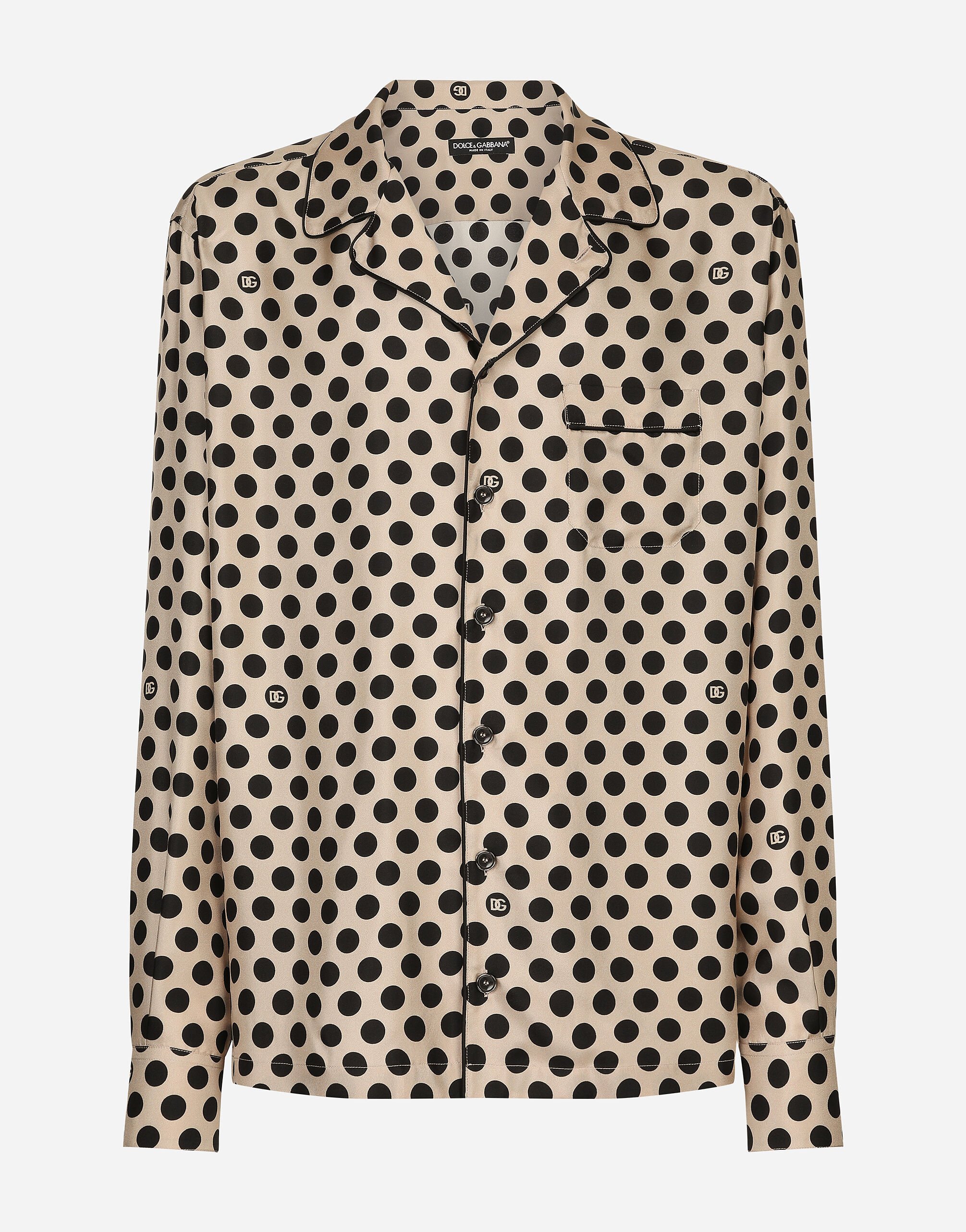 Dolce & Gabbana Silk shirt with polka-dot print and DG logo Print G5JH9THI1S8