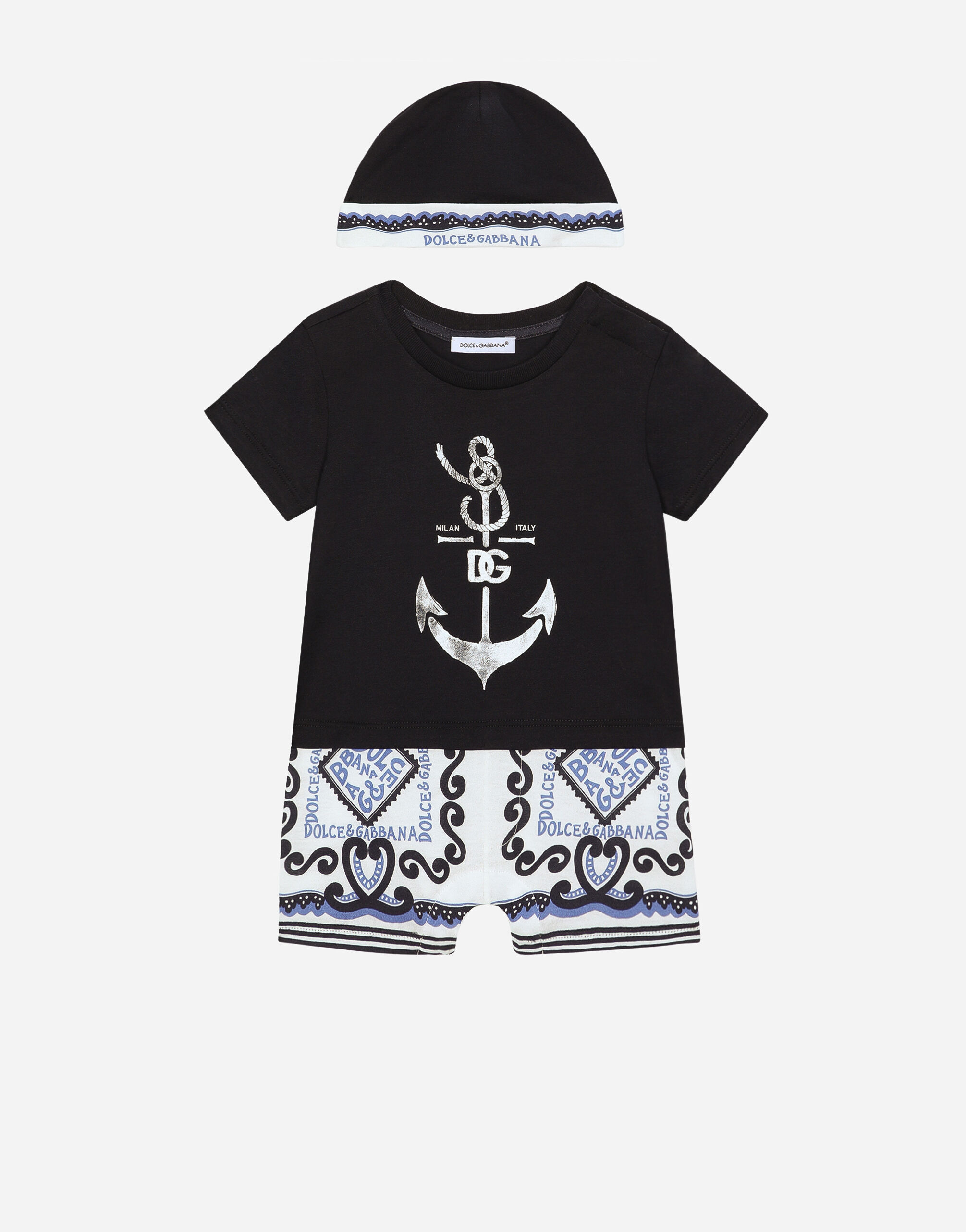 Dolce amp; Gabbana Kids graphic-print shortie and hat set - Neutrals