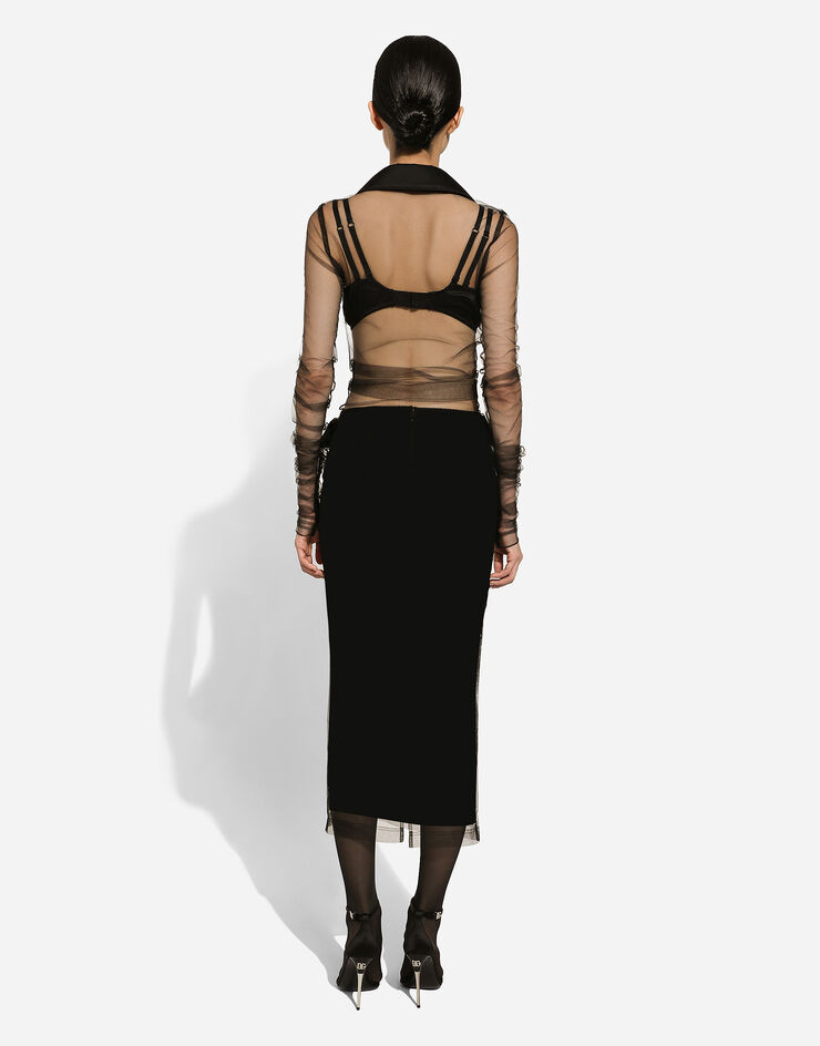 Dolce & Gabbana Chaqueta de tul con detalles de raso Negro F27AOTHLMLQ