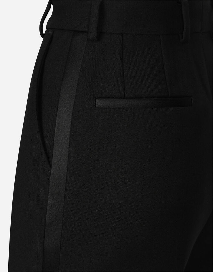 Dolce & Gabbana Pantalón de esmoquin en gabardina de lana Negro FTAM0TFU21E