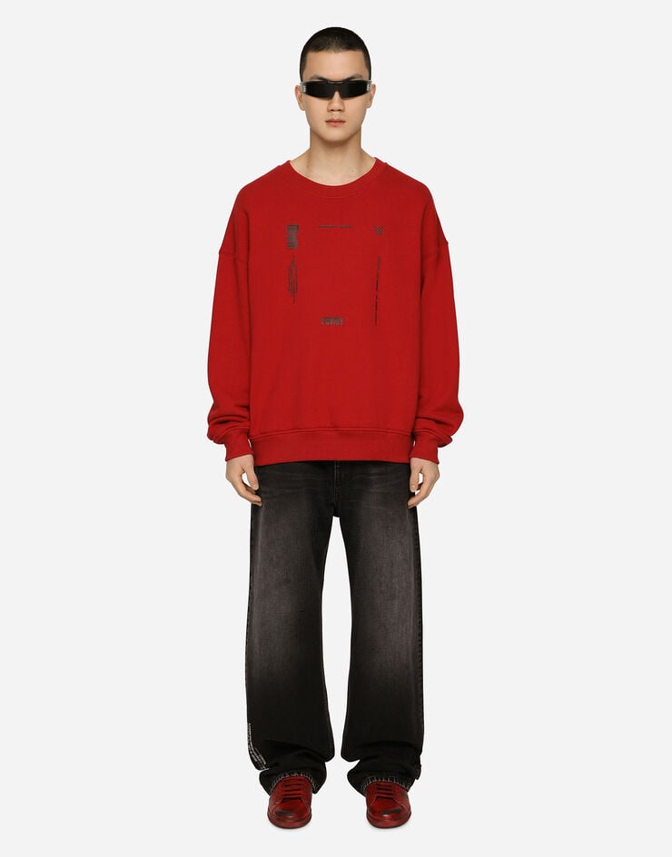 Dolce & Gabbana Jersey sweatshirt with DGVIB3 print and logo Red G9AQVTG7K3C