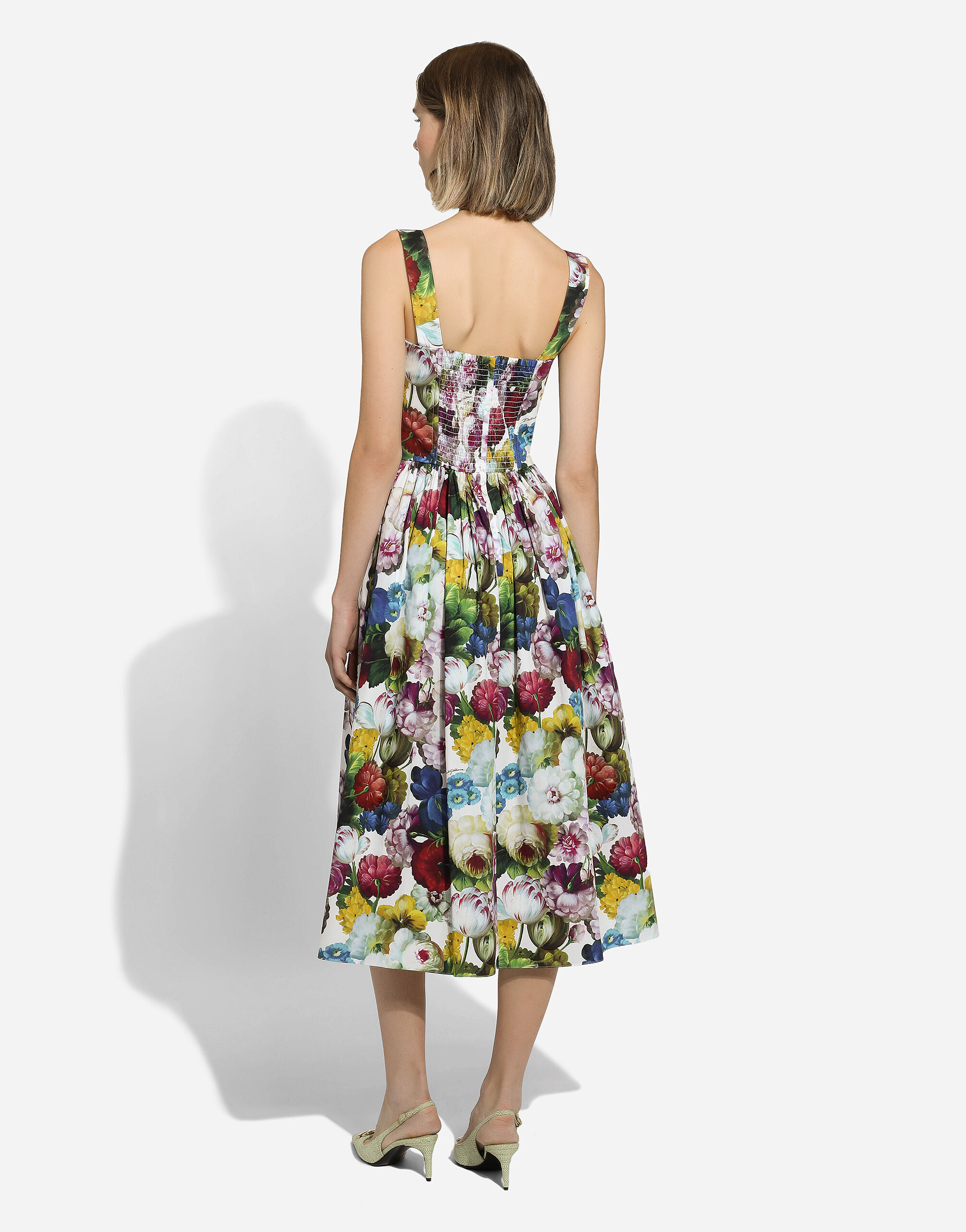 Corset dress with nocturnal flower print in Print for | Dolce&Gabbana 