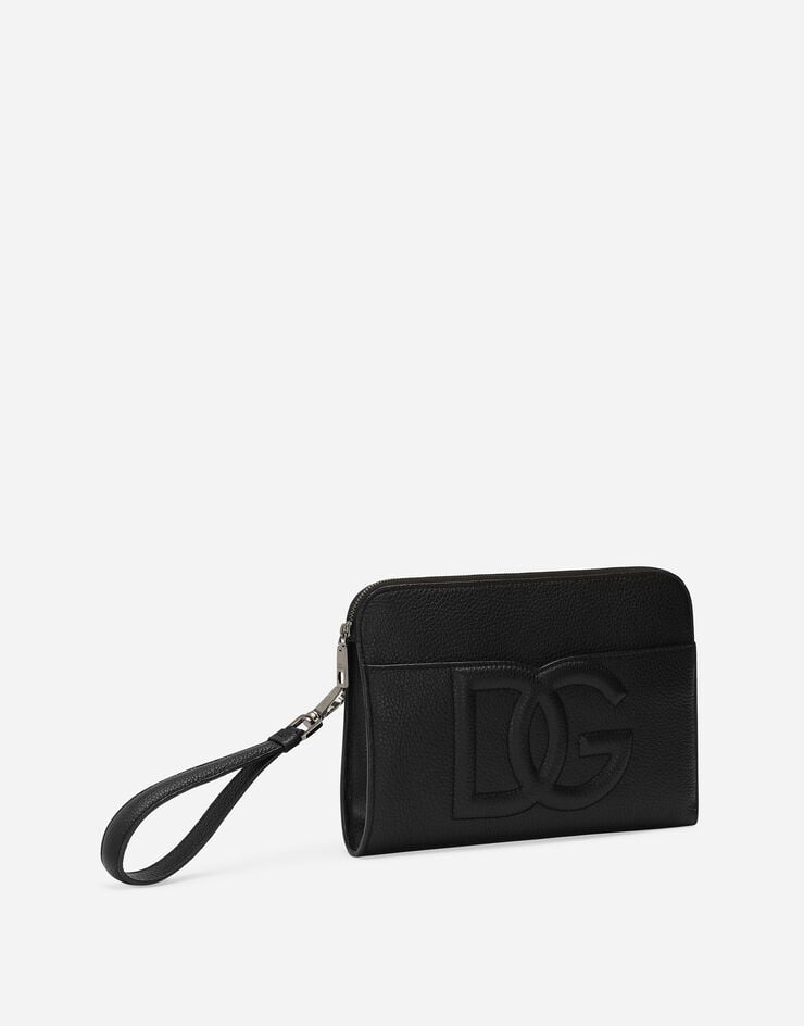Dolce & Gabbana Mittelgroße Pouch Bag aus Hirschleder Schwarz BM2338A8034