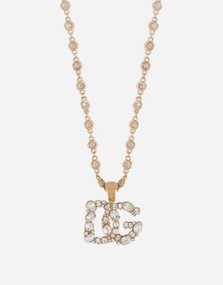 Dolce & Gabbana Collier avec logo DG en strass Doré WNQ6L6W1111