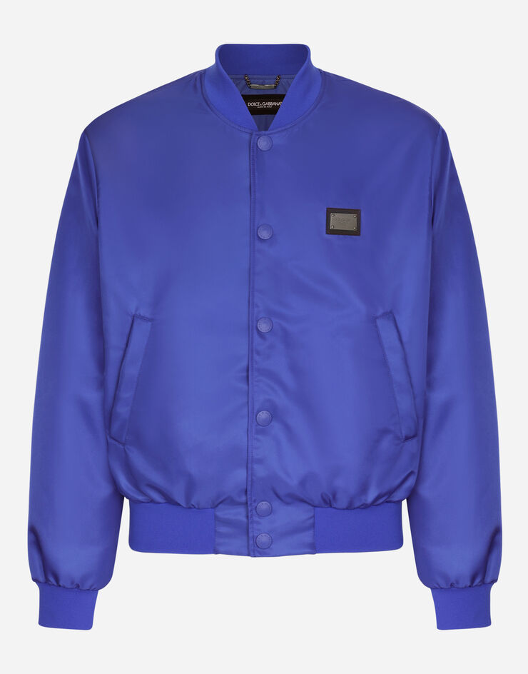 Dolce&Gabbana Nylon jacket with branded tag Blue G9ZO1TG7F2K