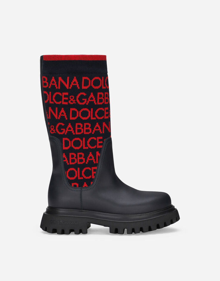 Dolce & Gabbana Stiefel aus Jersey mit Dolce&Gabbana-Logo Mehrfarbig D11255AQ590